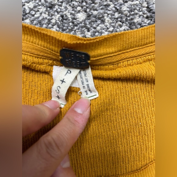 We The Free rainbow Thermal Henley Top In Mustard Sz Small Braid Boho Trim H - Picture 5 of 8